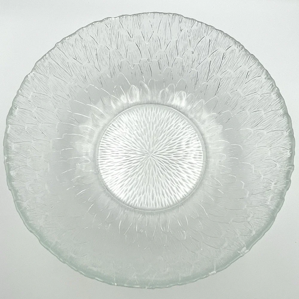 Vintage 1970s Arcoroc Marguerite Clear Glass Sunflower‎ Salad Bowl 10.5
